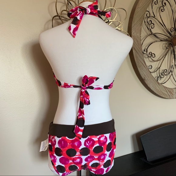 NWT WAVE ZONE Size 14 Circle Print Halter Bikini Set - Picture 3 of 5